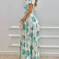 Floral Print V Neck Bell Sleeve Maxi Dress