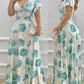 Floral Print V Neck Bell Sleeve Maxi Dress