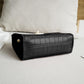 Croc Embossed Twist Lock Flap Satchel Bag