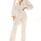 Lantern Sleeve Sequin Jumpsuit With Belt