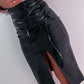 PU Leather Slit Lace up Skirt