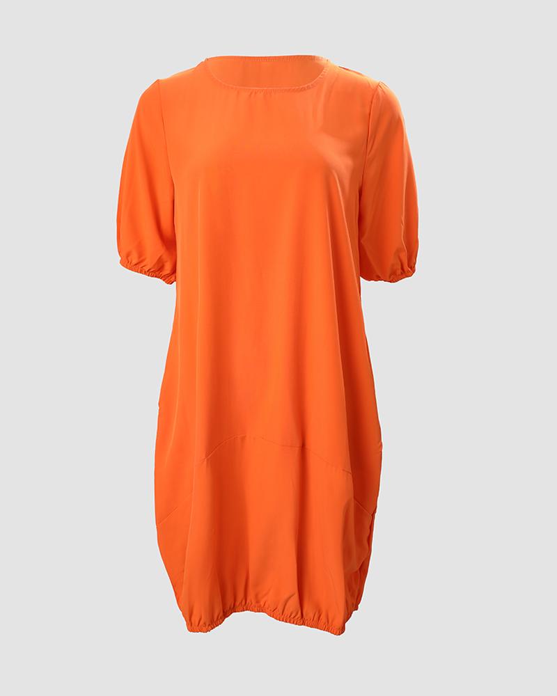 Puff Sleeve Casual T shirt Dress