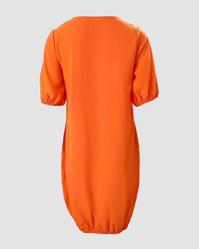 Puff Sleeve Casual T shirt Dress