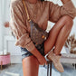 Long Sleeve Beaded Hollow out Knit Casual Sweater