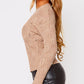 Long Sleeve Beaded Hollow out Knit Casual Sweater