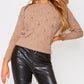 Long Sleeve Beaded Hollow out Knit Casual Sweater