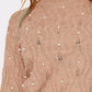 Long Sleeve Beaded Hollow out Knit Casual Sweater