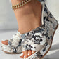 Vintage Floral Print Peep Toe Wedge Slippers