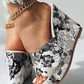 Vintage Floral Print Peep Toe Wedge Slippers