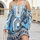 Tribal Print Cold Shoulder Casual Dress