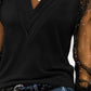 Sheer Mesh Patch Glitter V Neck Top