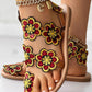 Floral Pattern Toe Ring Beach Sandals