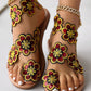 Floral Pattern Toe Ring Beach Sandals
