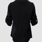Roll Up Sleeve Zipper Front Top