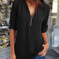 Roll Up Sleeve Zipper Front Top