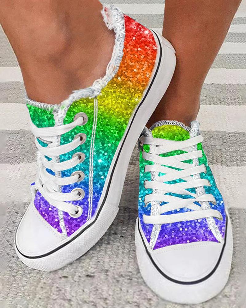 Cinco De Mayo Ombre Raw Hem Canvas Sneakers