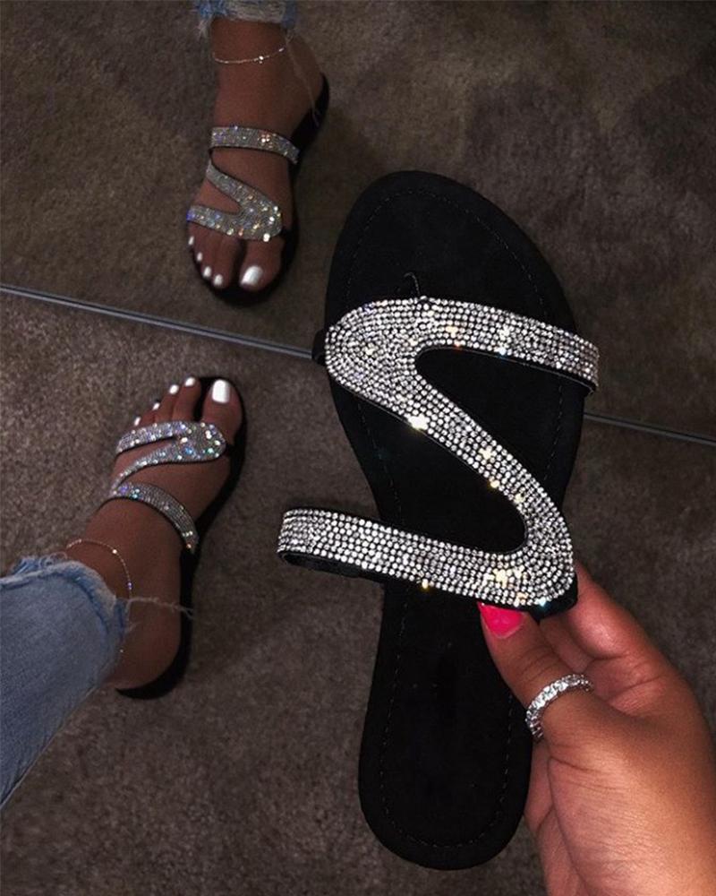 Diamond Strap Embellished Sandals