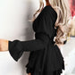 Bell Sleeve Shirred Ruffles Casual Dress