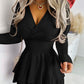 Bell Sleeve Shirred Ruffles Casual Dress