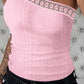 One Shoulder Lace Patch Eyelet Embroidery Top
