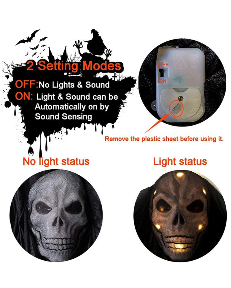 1pcs Halloween Ghost Voice Control Hanging Decoration With Light up Head And Creepy Sound