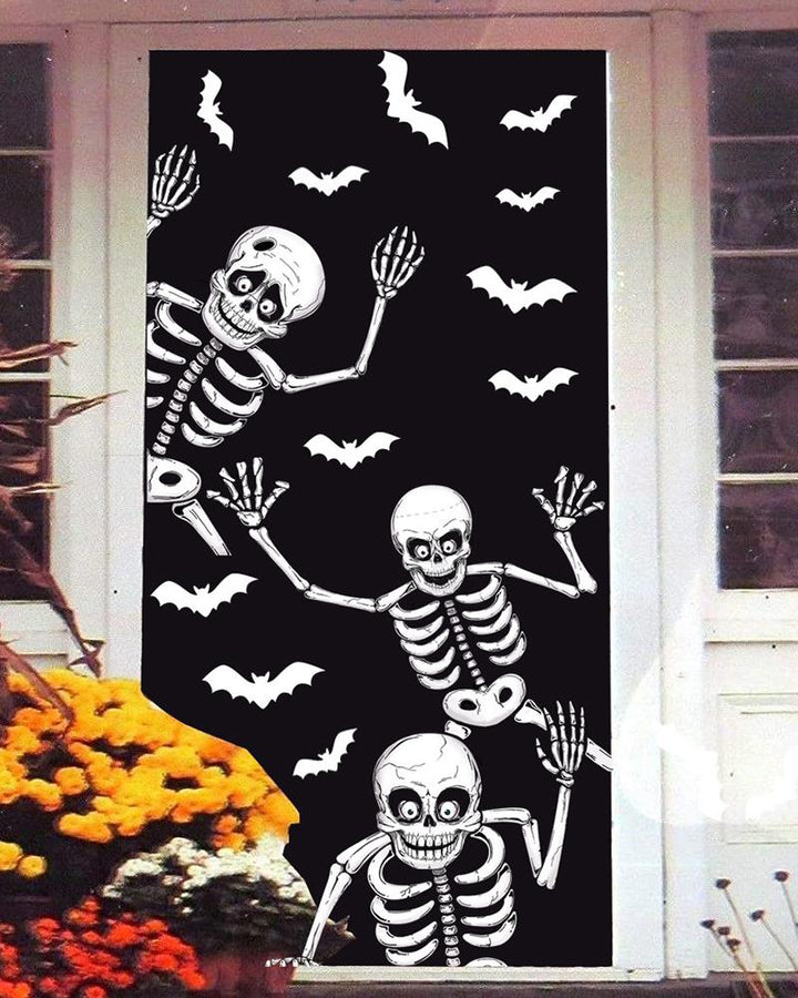 4 PCS Halloween Window Clings Stickers Skeleton Ghosts Bats Halloween Ornament For Halloween Haunted House Party Supplies