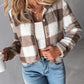 Plaid Pattern Buttoned Teddy Jacket