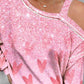 Valentine's Day Heart Print Cold Shoulder Top