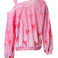 Valentine's Day Heart Print Cold Shoulder Top