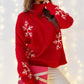 Christmas Snowflake Pattern High Neck Knit Sweater