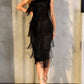 Tassel Design One Shoulder Party Dress