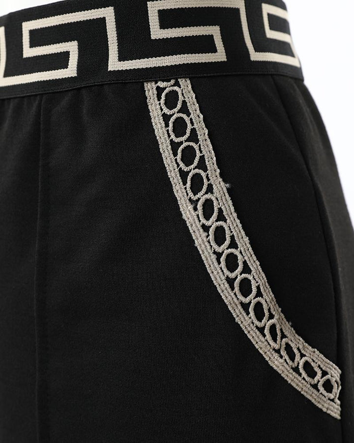 Geo Tape Patch Lace Trim Shorts
