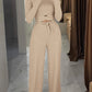 Tied Detail Ribbed Top & High Waist Pants Set