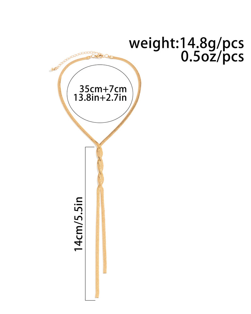 1pc Snake Herringbone Tassel Minimalist Necklace