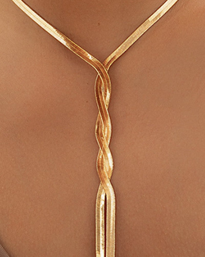 1pc Snake Herringbone Tassel Minimalist Necklace