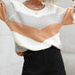 Chevron Pattern Colorblock Long Sleeve Knit Sweater