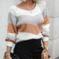 Chevron Pattern Colorblock Long Sleeve Knit Sweater
