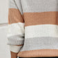 Chevron Pattern Colorblock Long Sleeve Knit Sweater