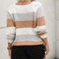 Chevron Pattern Colorblock Long Sleeve Knit Sweater