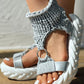 Braided Knit O Ring Cutout Platform Sandals