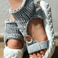 Braided Knit O Ring Cutout Platform Sandals