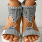 Braided Knit O Ring Cutout Platform Sandals