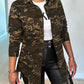 Camouflage Print Ripped Casual Jacket
