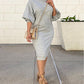 Lantern Sleeve O Neck Casual Dress