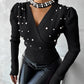 Keyhole Neck Beaded Knit Sweater
