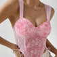 Floral Pattern Lace up Hanky Hem Corset Top