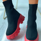 Wide Fit High Top Flatform Sock Sneakers