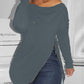 Zipper Design Cold Shoulder Slit Sweatshirt