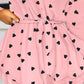 Heart Print Colorblock Tied Detail Layered Romper