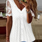 Lace Patch Eyelet Embroidery Buttoned Top